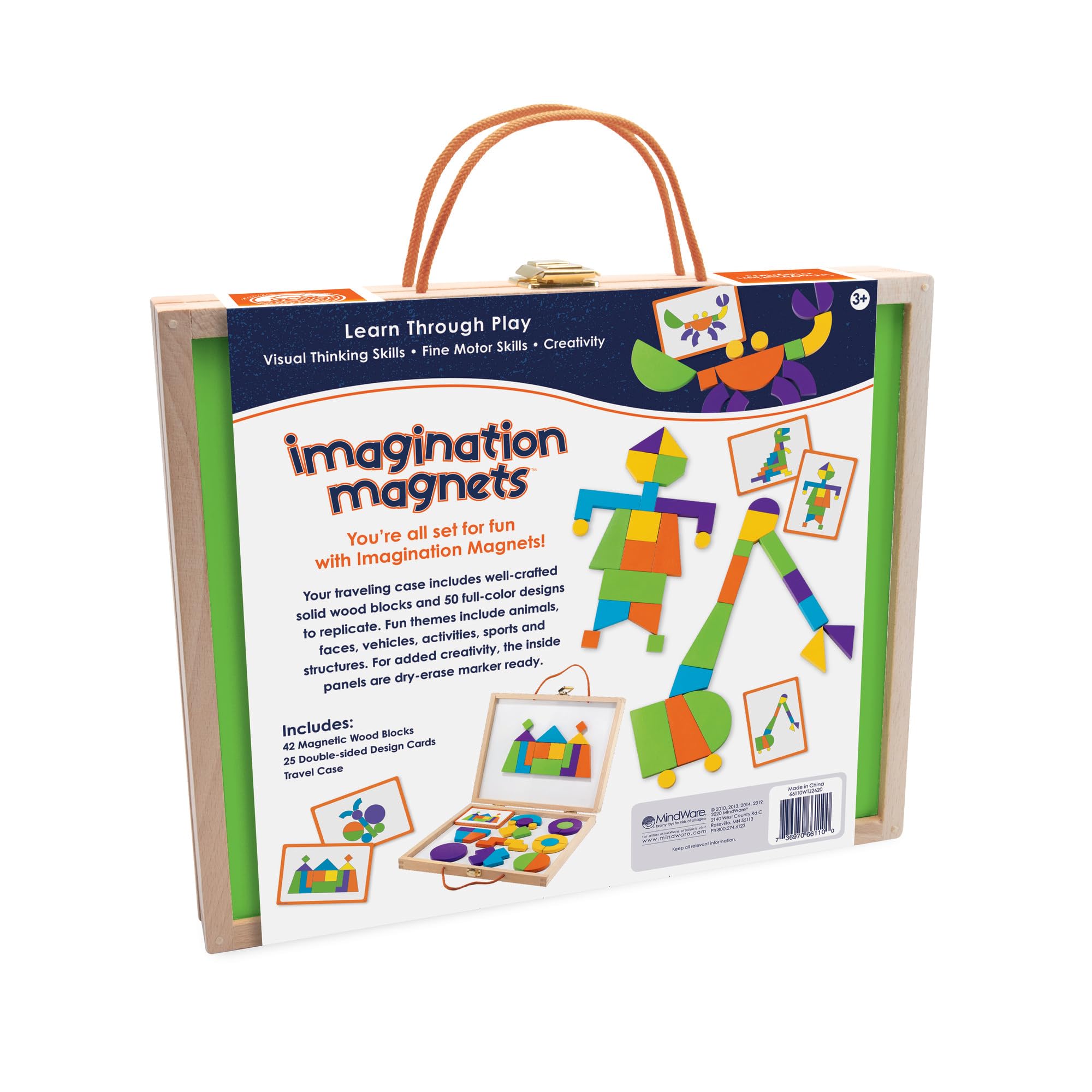 MindWare Imagination Magnets durable wooden blocks for lasting use.