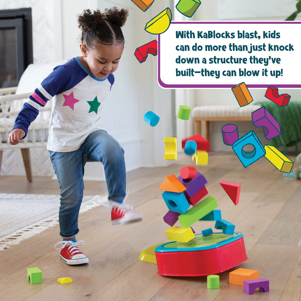 KaBlocks Blast kit shown with contents and safe foam blocks for play.