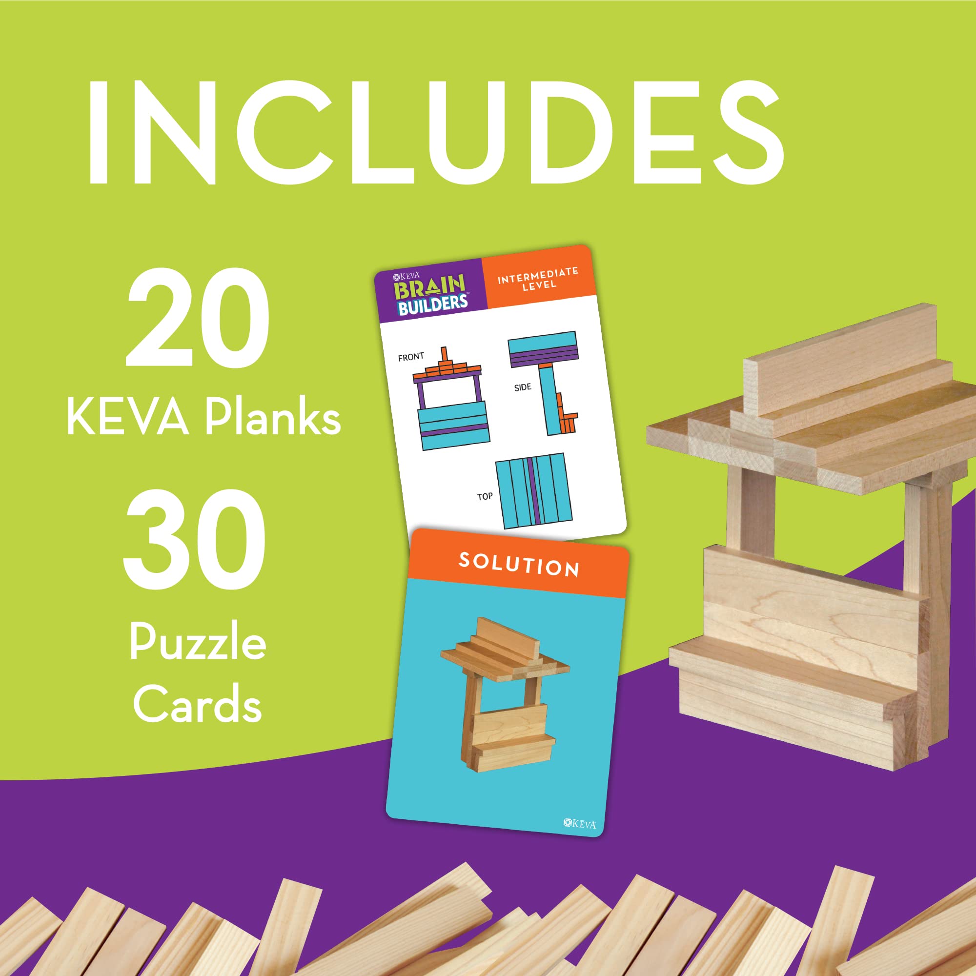 MindWare KEVA 30 colorful cards guiding blueprint-to-3D ideas.