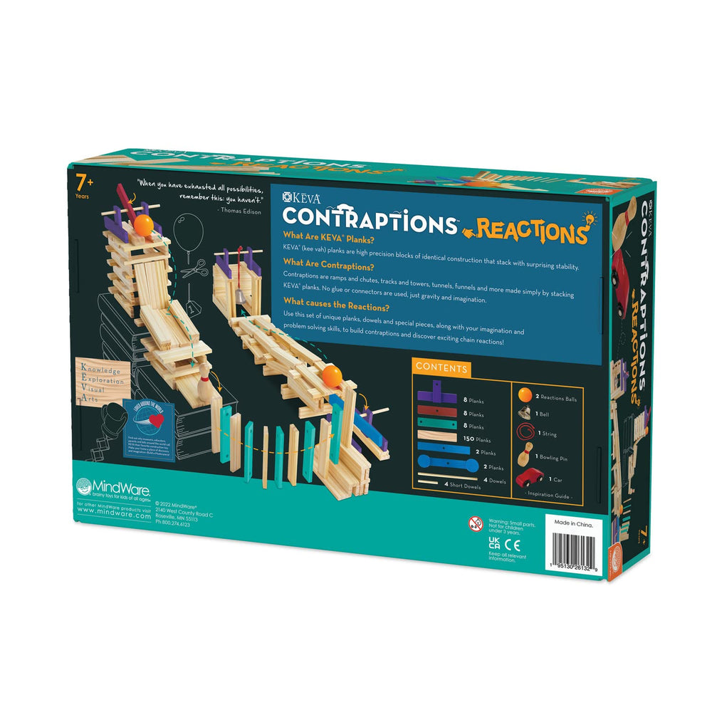 MindWare KEVA Contraptions toy car and string enable dynamic demonstrations.
