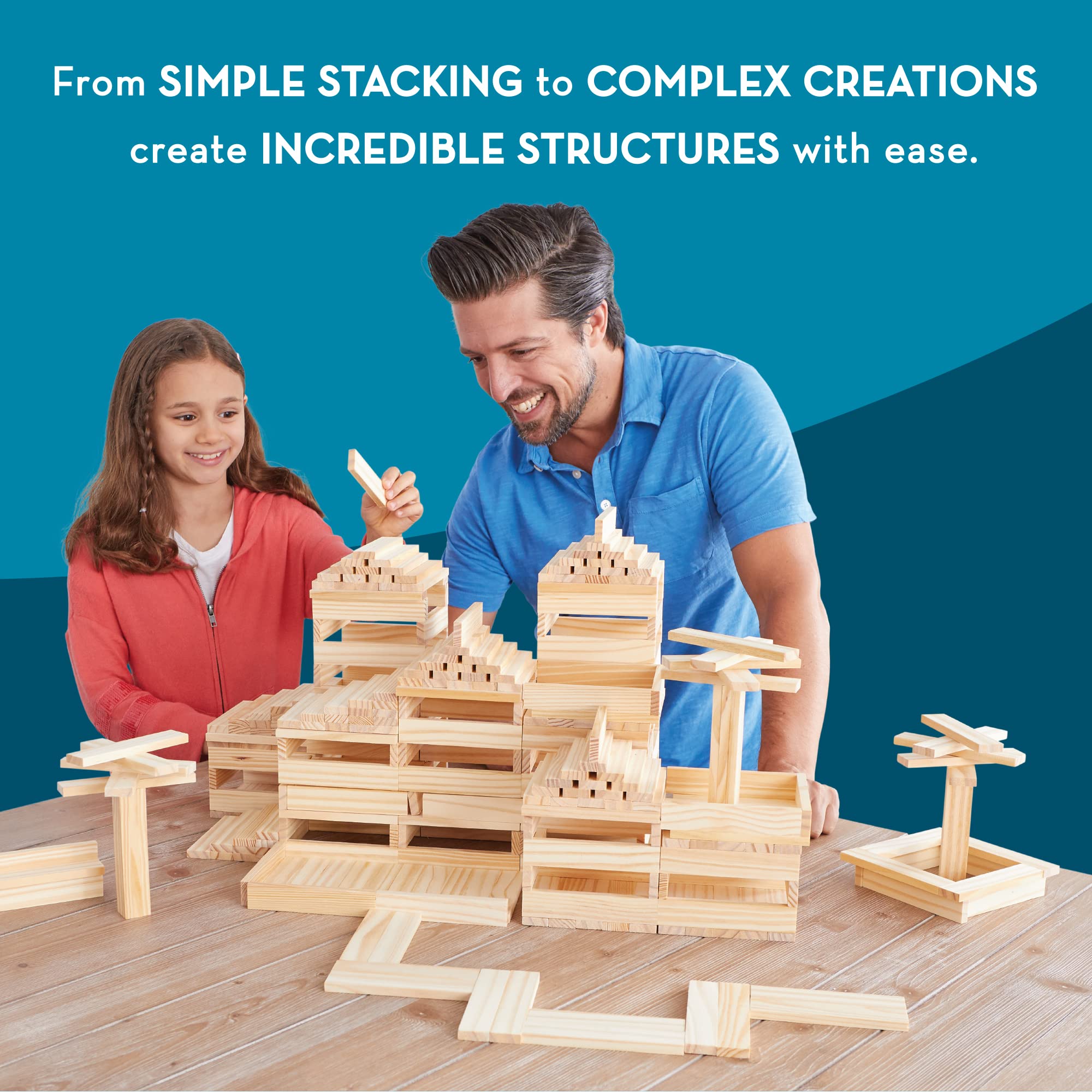 MindWare KEVA idea book included inspires step-by-step builds.