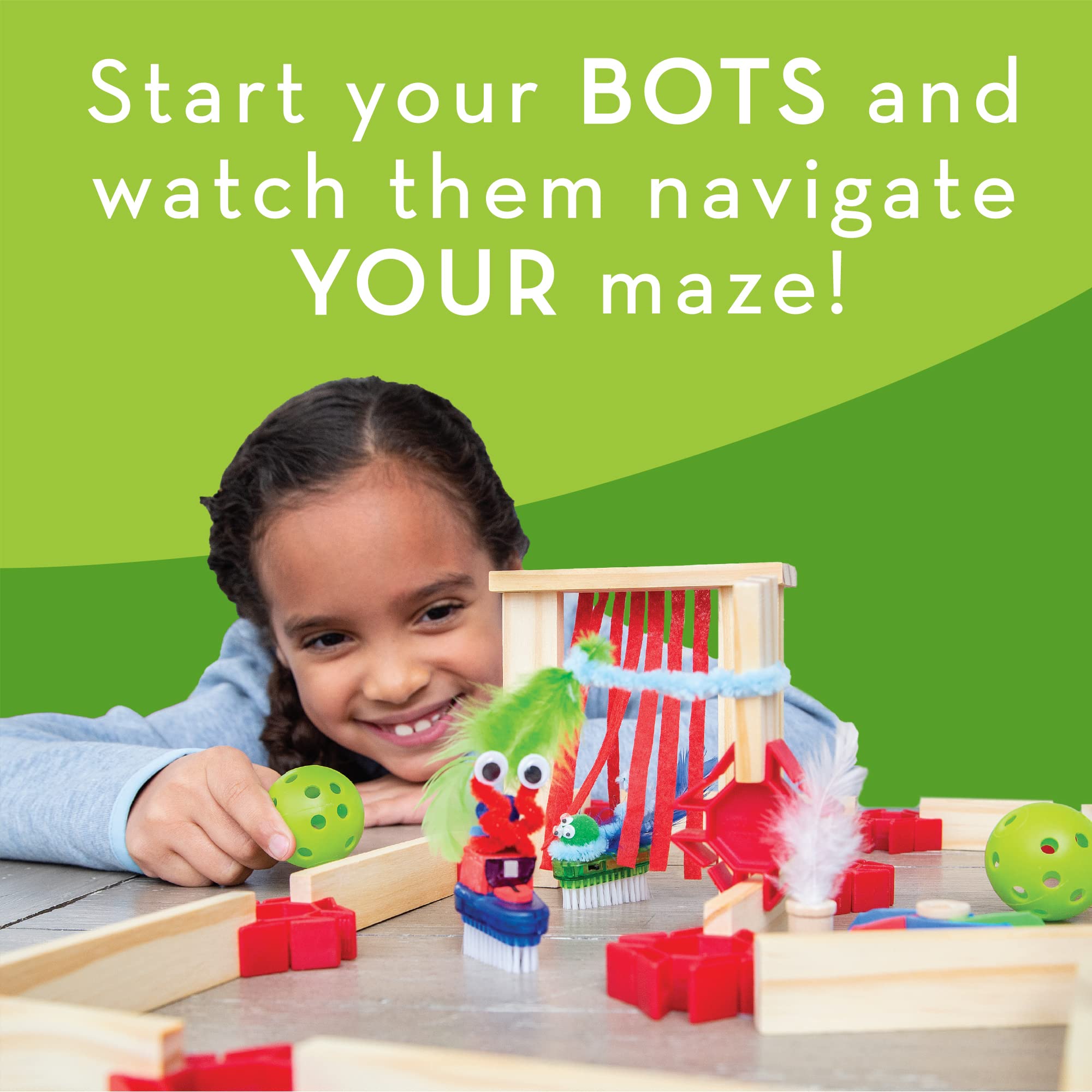 MindWare KEVA Maker Bot Maze half planks expand construction options.
