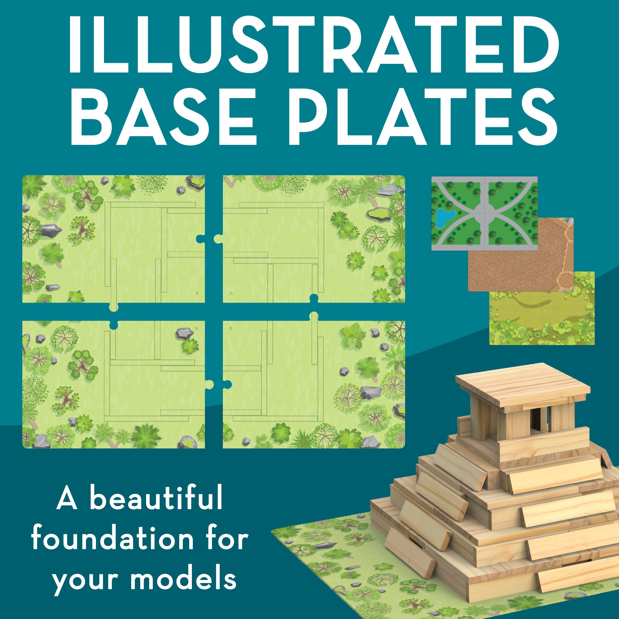 MindWare KEVA Monuments base plates arranged for stable builds