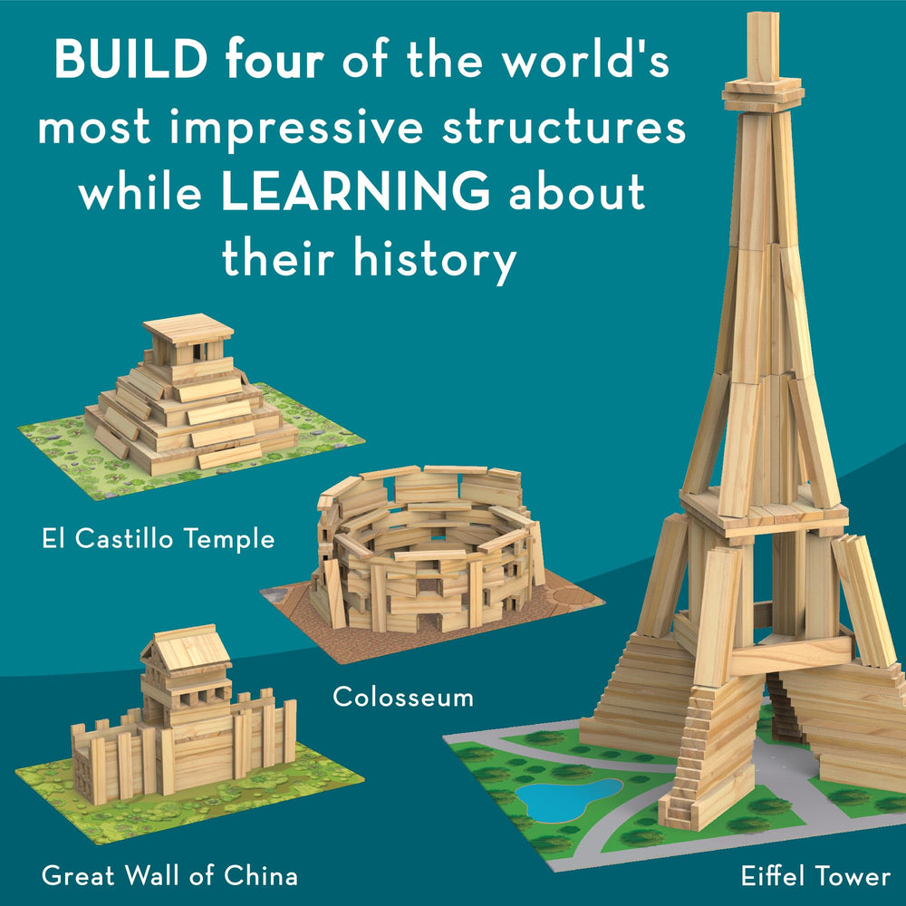 MindWare KEVA Monuments pine planks close-up highlights durable materials