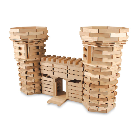 MindWare KEVA Structures canvas storage bag keeps blocks organized for portable building sessions.