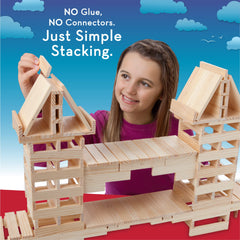 MindWare KEVA structures 200 planks enable tall gravity-based towers.