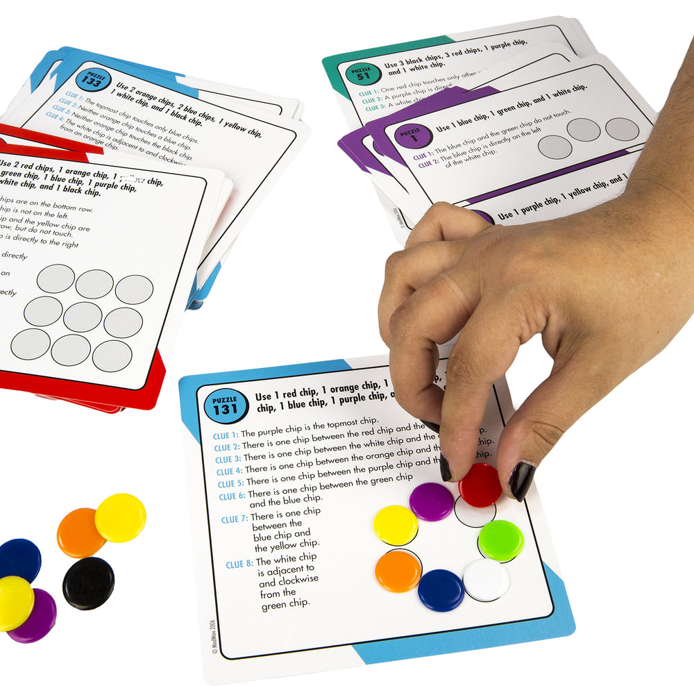 MindWare Logic Links 32 chips ready for hands-on puzzle solving.