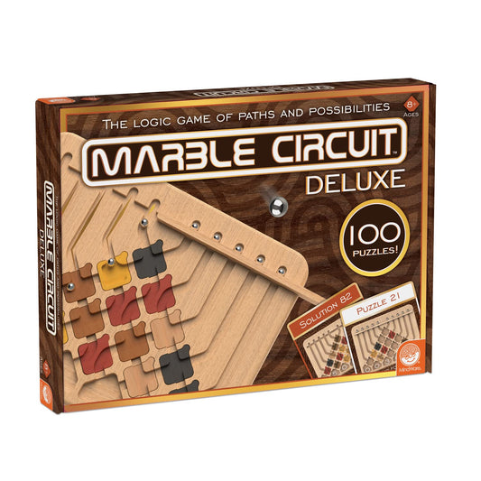 MindWare Marble Circuit Deluxe board in solid wood for durable solo play.