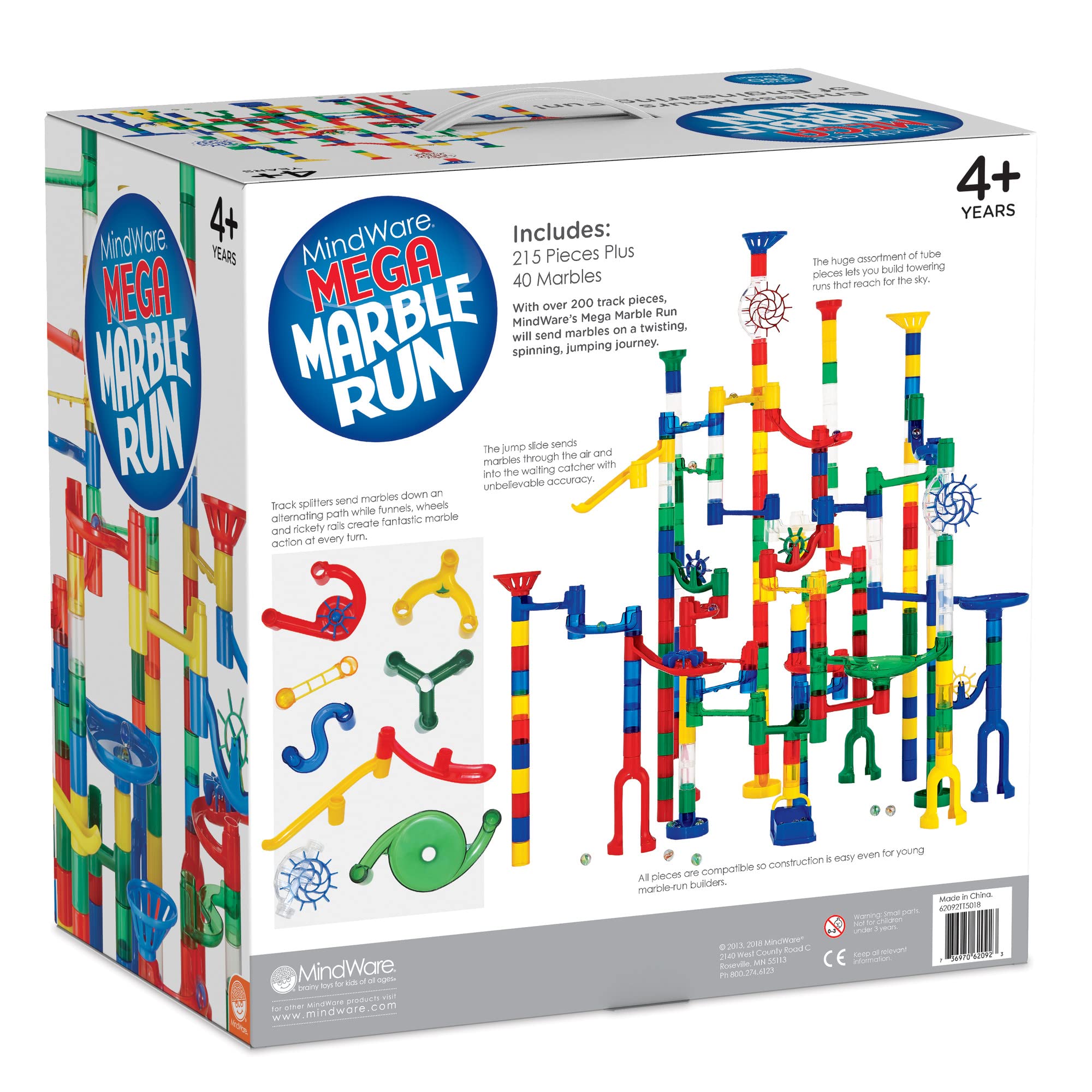 MindWare Mega Marble Run box-insert packaging with complete set.