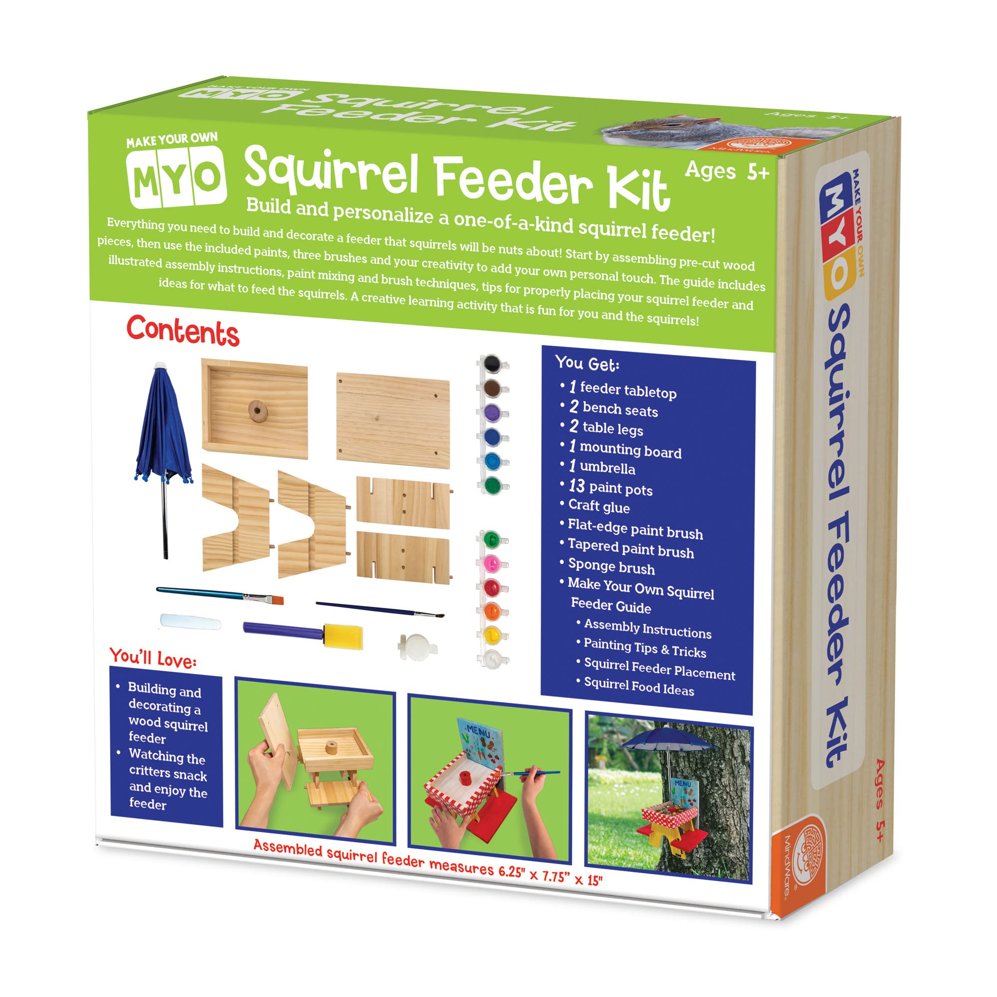 MindWare MYO Squirrel Feeder Kit backyard decor for outside spaces