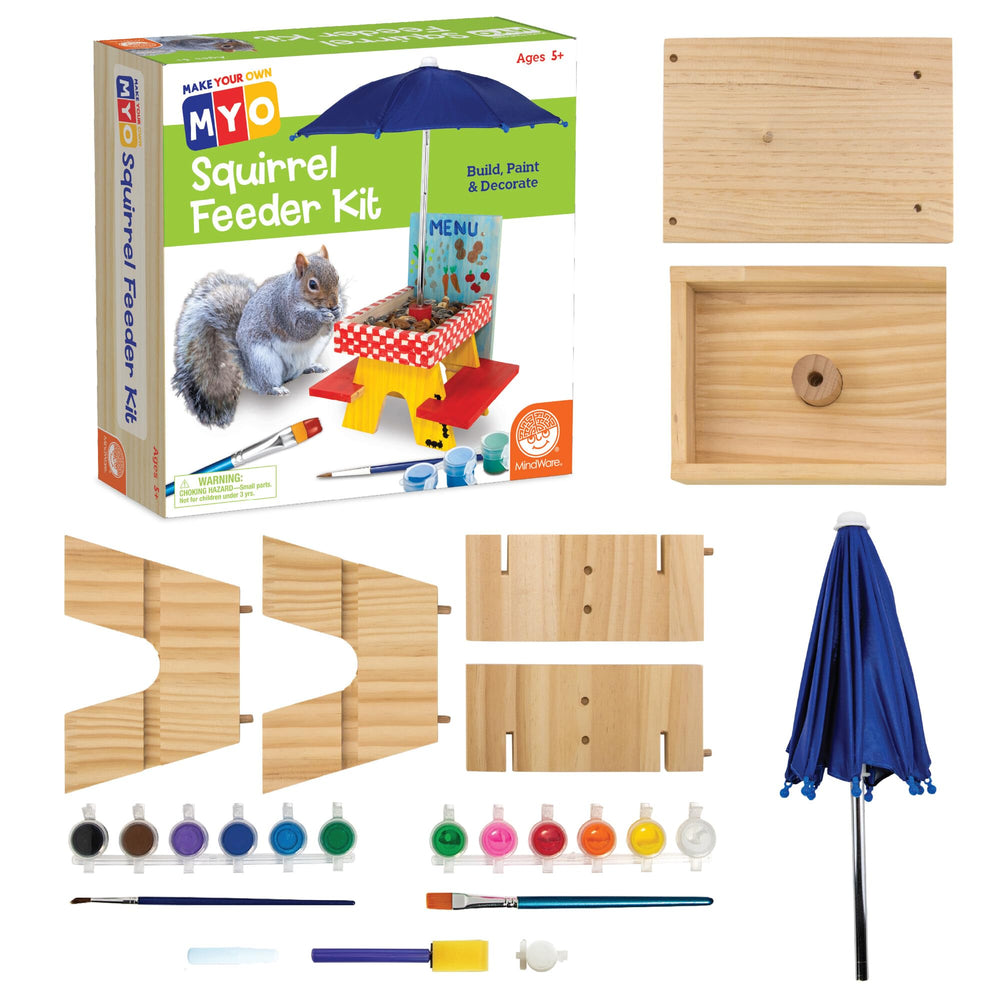 MindWare MYO Squirrel Feeder Kit wood pieces for hands-on backyard decor