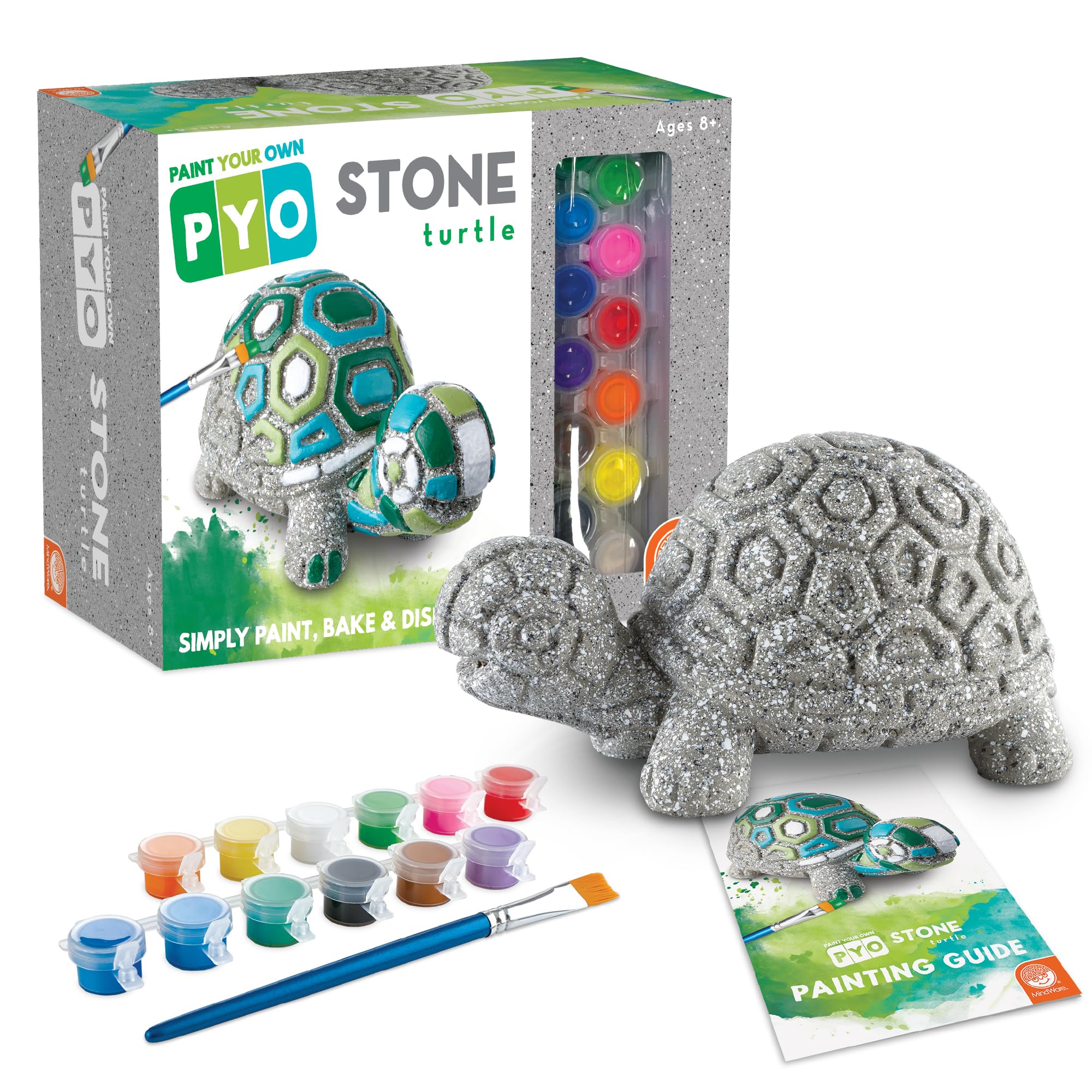 MindWare Paint Your Own Stone Decor box turtle in box for quick assembly and creativity