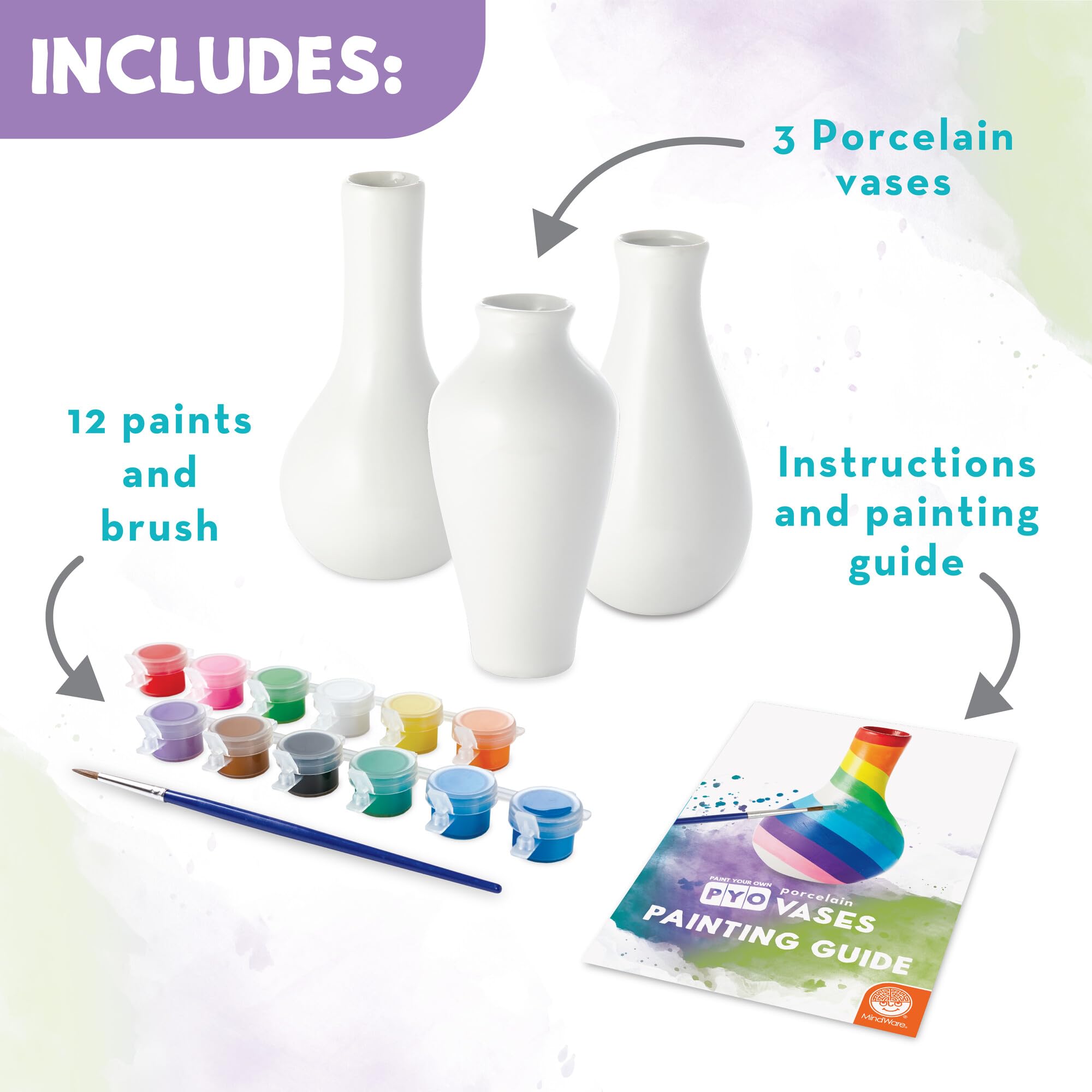 MindWare Paint Your Own Vases color palette for vibrant customization ideas