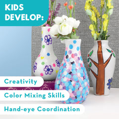 MindWare Paint Your Own Vases finished vases displayed as stylish home decor