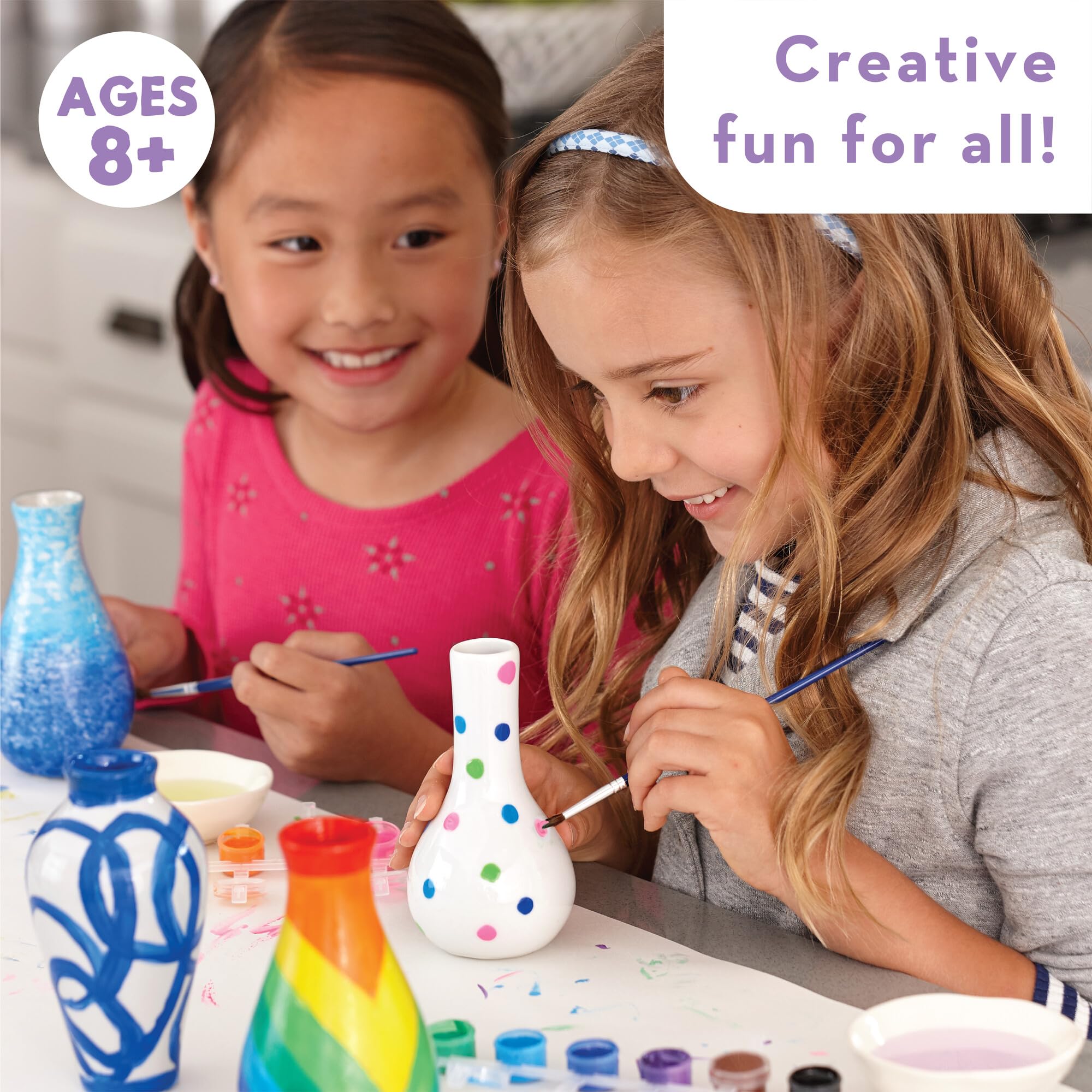 MindWare Paint Your Own Vases includes brush for easy painting