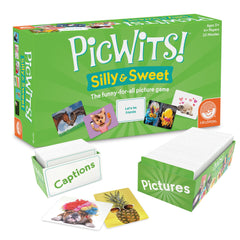 MindWare PicWits photo cards spark spontaneous laughter during family game night.