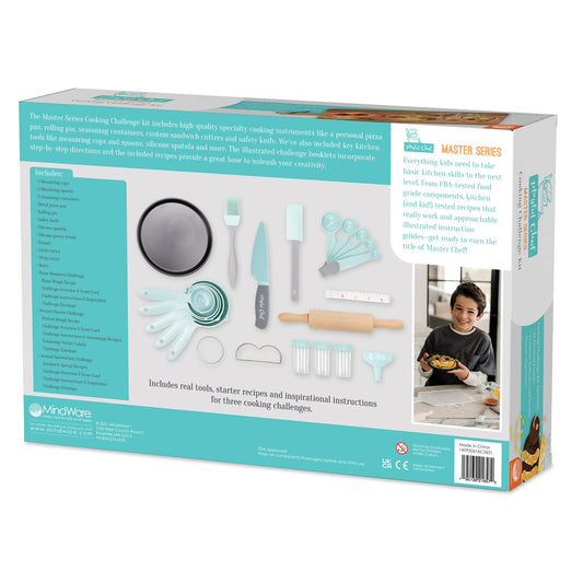 MindWare Playful Chef Master Series utensils close-up highlights safe, kid-sized tools.