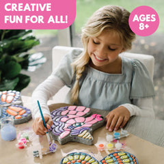MindWare Paint Your Own Stepping Stone Unicorn brush set ready for painting.