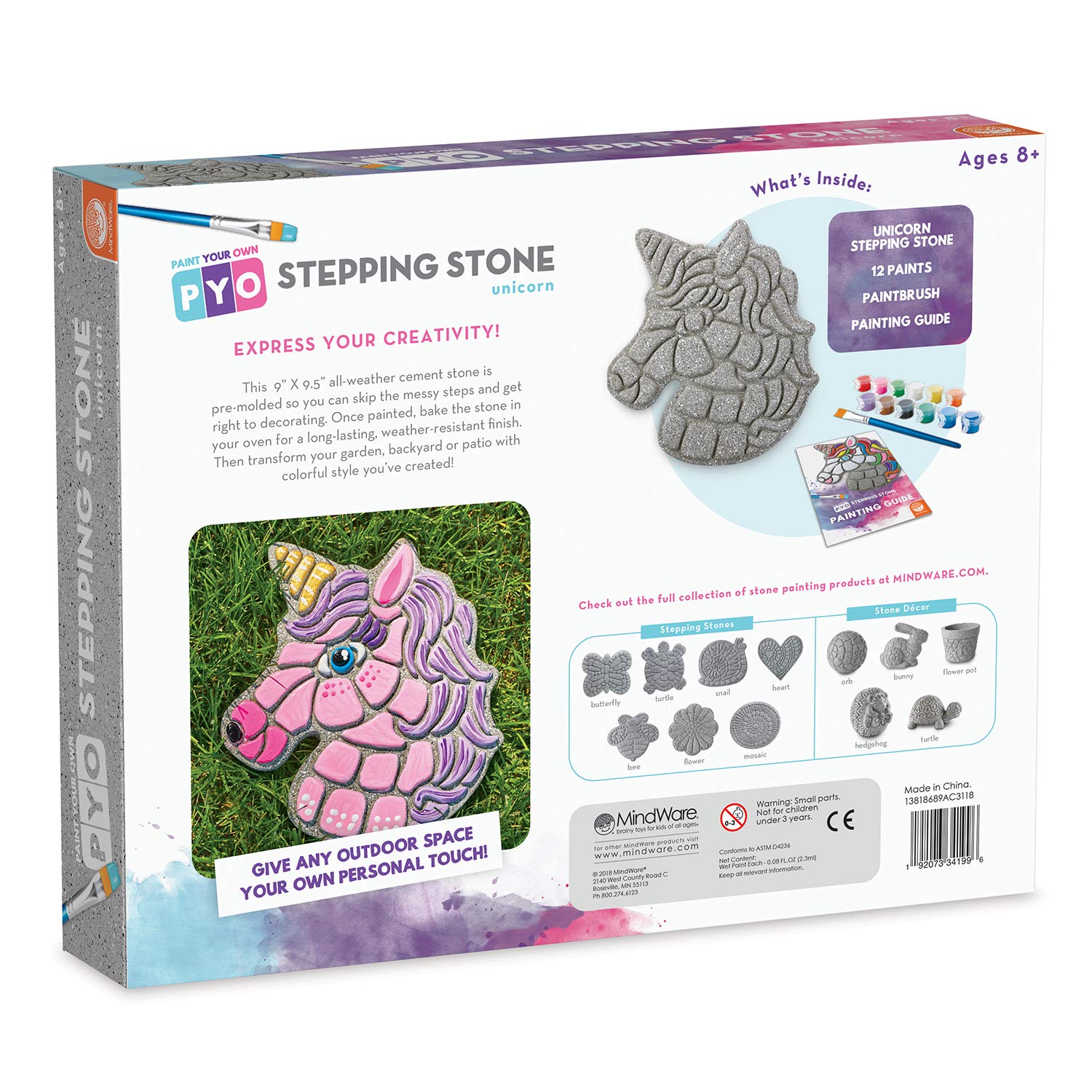 MindWare Paint Your Own Stepping Stone Unicorn garden path idea for outdoor fun.