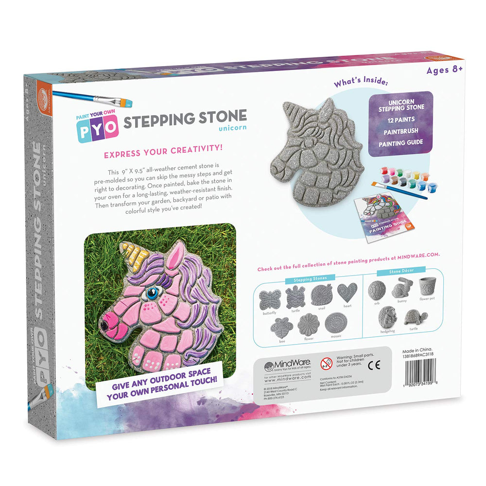 MindWare Paint Your Own Stepping Stone Unicorn garden path idea for outdoor fun.
