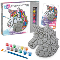 MindWare Paint Your Own Stepping Stone Unicorn in garden for outdoor decorative path.