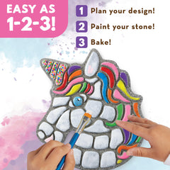 MindWare Paint Your Own Stepping Stone Unicorn in sunlit yard display.