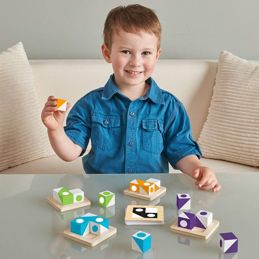 MindWare Q-bitz Jr. sets of cubes for tactile pattern-building challenges