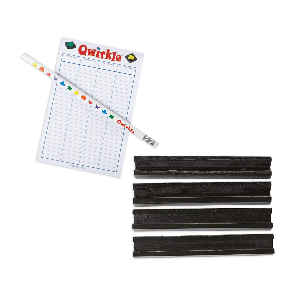 MindWare Qwirkle Bonus Pack tile racks offer clean, easy tile access for faster turns.
