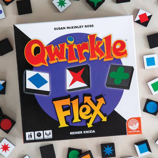 MindWare Qwirkle Flex drawstring bag for portable, organized gameplay.