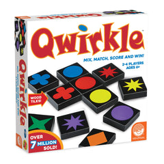 MindWare Qwirkle UK edition tile set showing colourful shapes for quick gameplay