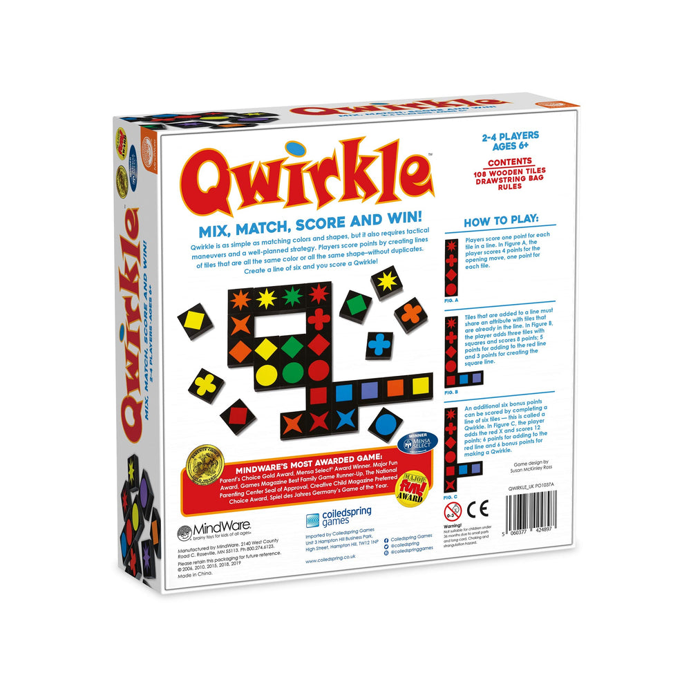 MindWare Qwirkle UK edition wooden tiles close-up ideal for tactile play