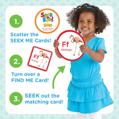MindWare Seek-a-Boo Zoo alphabet cards highlight letters alongside animals for engaging learning