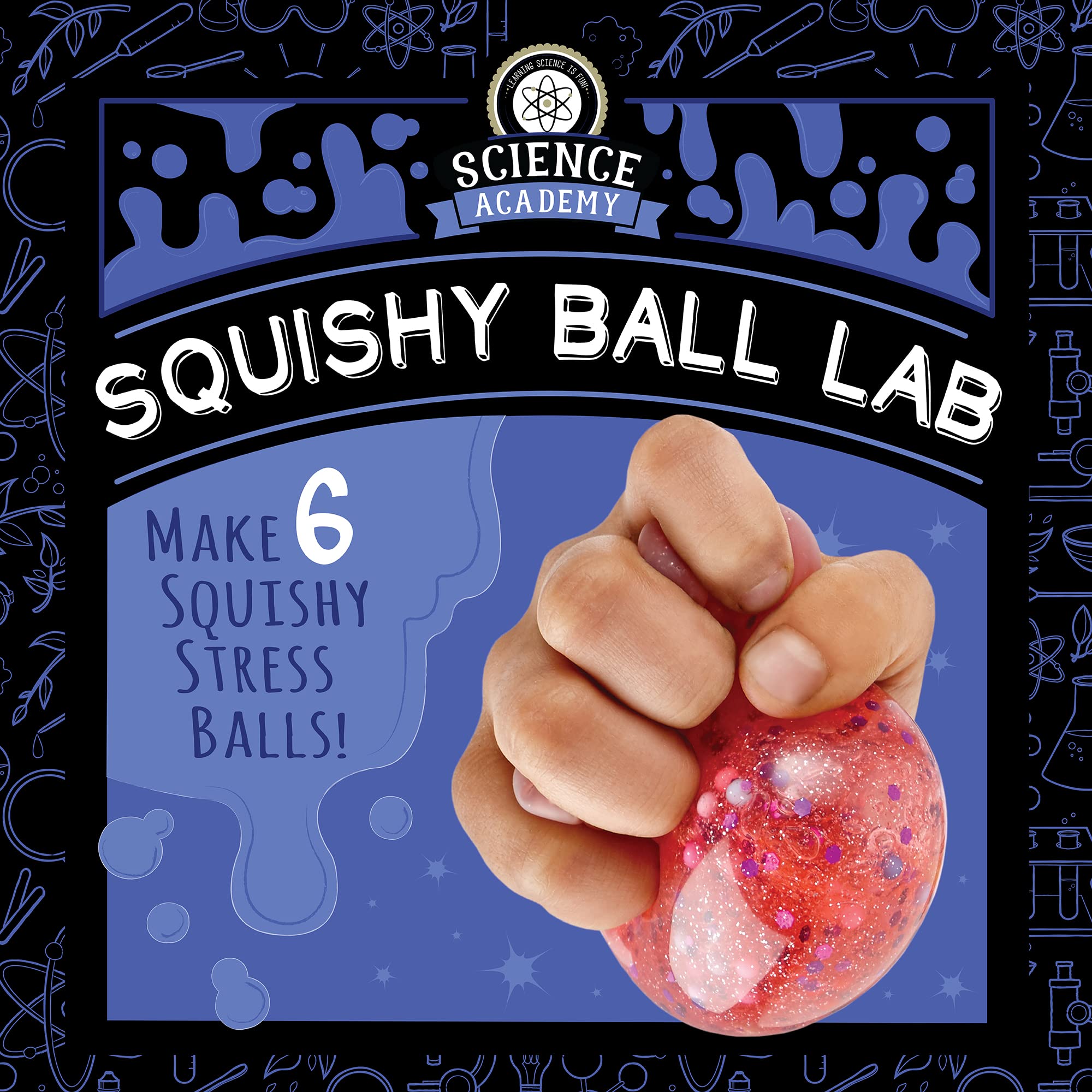 MindWare squishy ball lab setup showing slime, glitter, and beads for creativity.