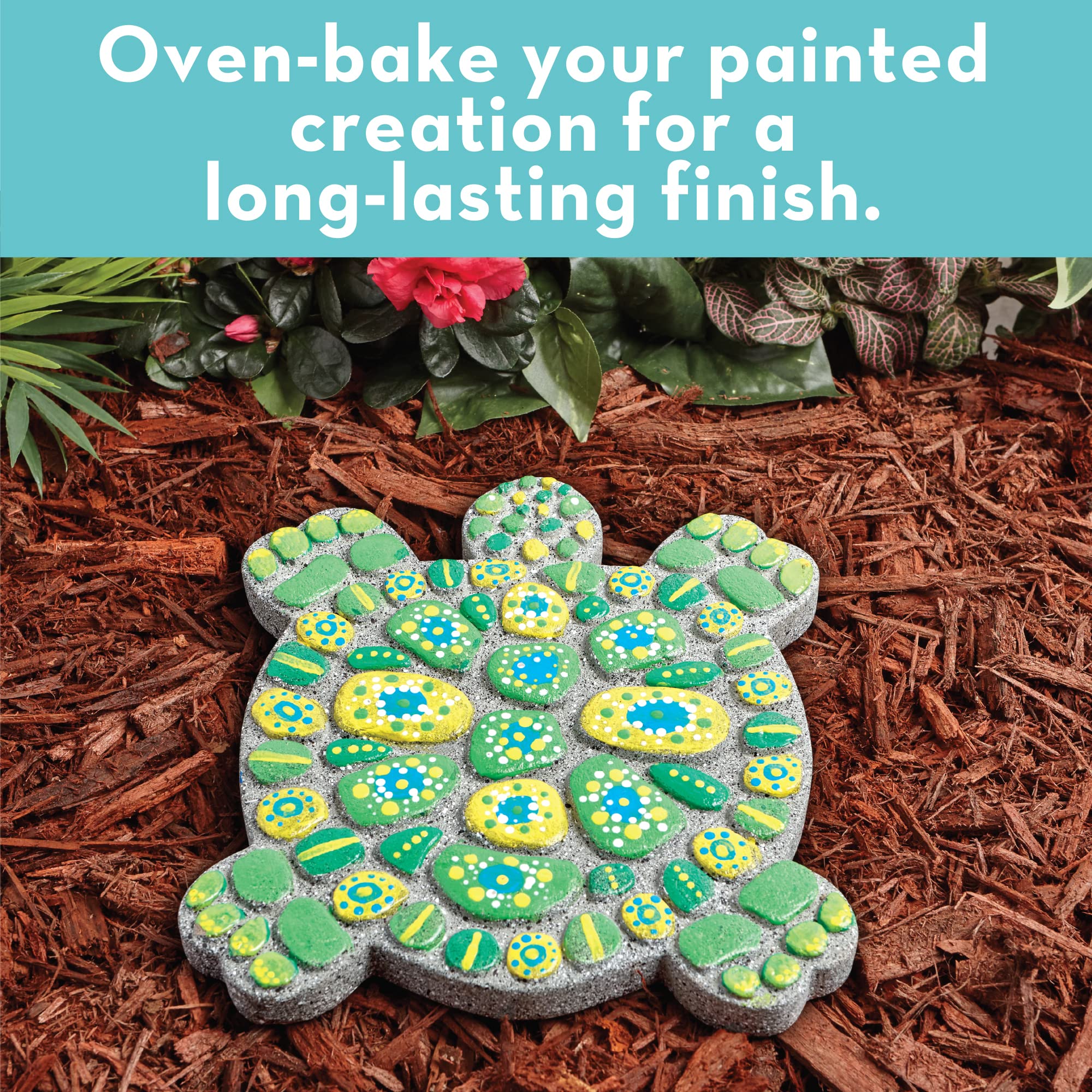 MindWare Turtle Stepping Stone Kit brushes and guide for beginner-friendly painting.