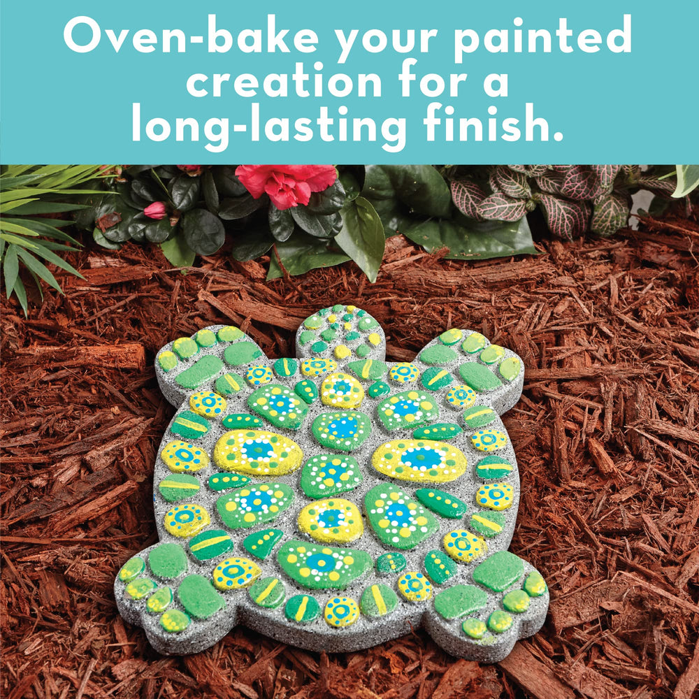 MindWare Turtle Stepping Stone Kit brushes and guide for beginner-friendly painting.