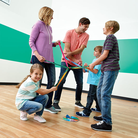 MindWare Twangled game tangled limbs close-up, highlighting cooperative problem solving in real time