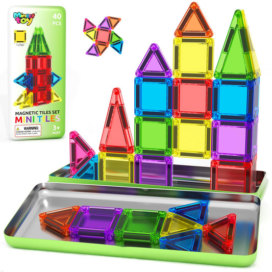 Minecftoy 40pcs mini magnetic tiles case set for portable play.