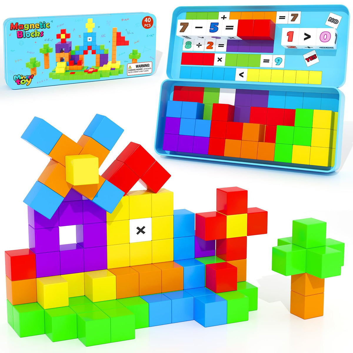 Minecftoy magnetic blocks travel box enables portable play and easy packing