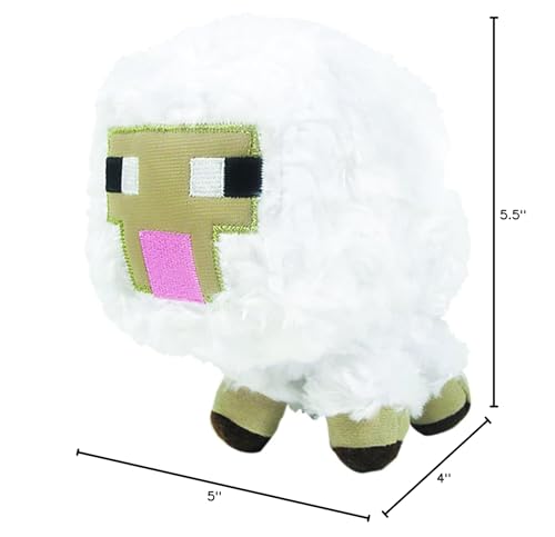 Minecraft Baby Sheep plush toy, side view, durable and huggable for imaginative Minecraft adventures.