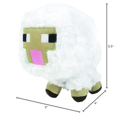 Minecraft Baby Sheep plush toy, side view, durable and huggable for imaginative Minecraft adventures.