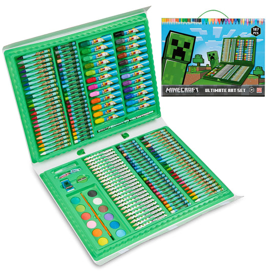 Minecraft colored pencils art set helps kids create vibrant sketches on the go