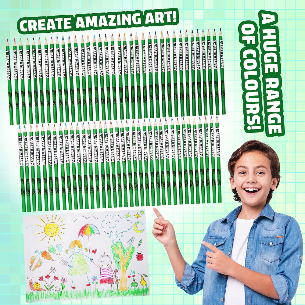 Minecraft Colouring Pencils Set 72 child colouring creative play away from screens.