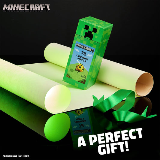 Minecraft Colouring Pencils Set 72 color pencils row highlighting vibrant shades for kids art.