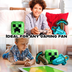 Minecraft Plush Set 3-pack displayed together for a gamer's desk