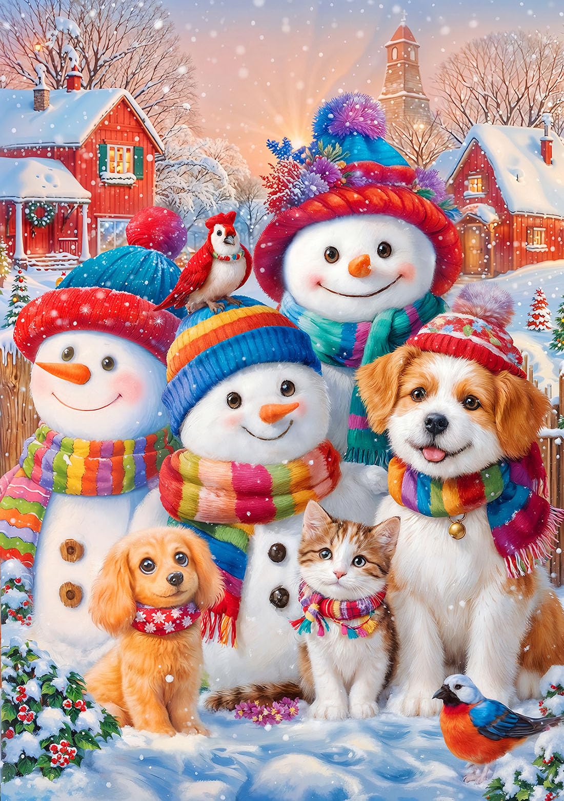 MinFeel Christmas snowman puzzle forest scene enhances early problem-solving
