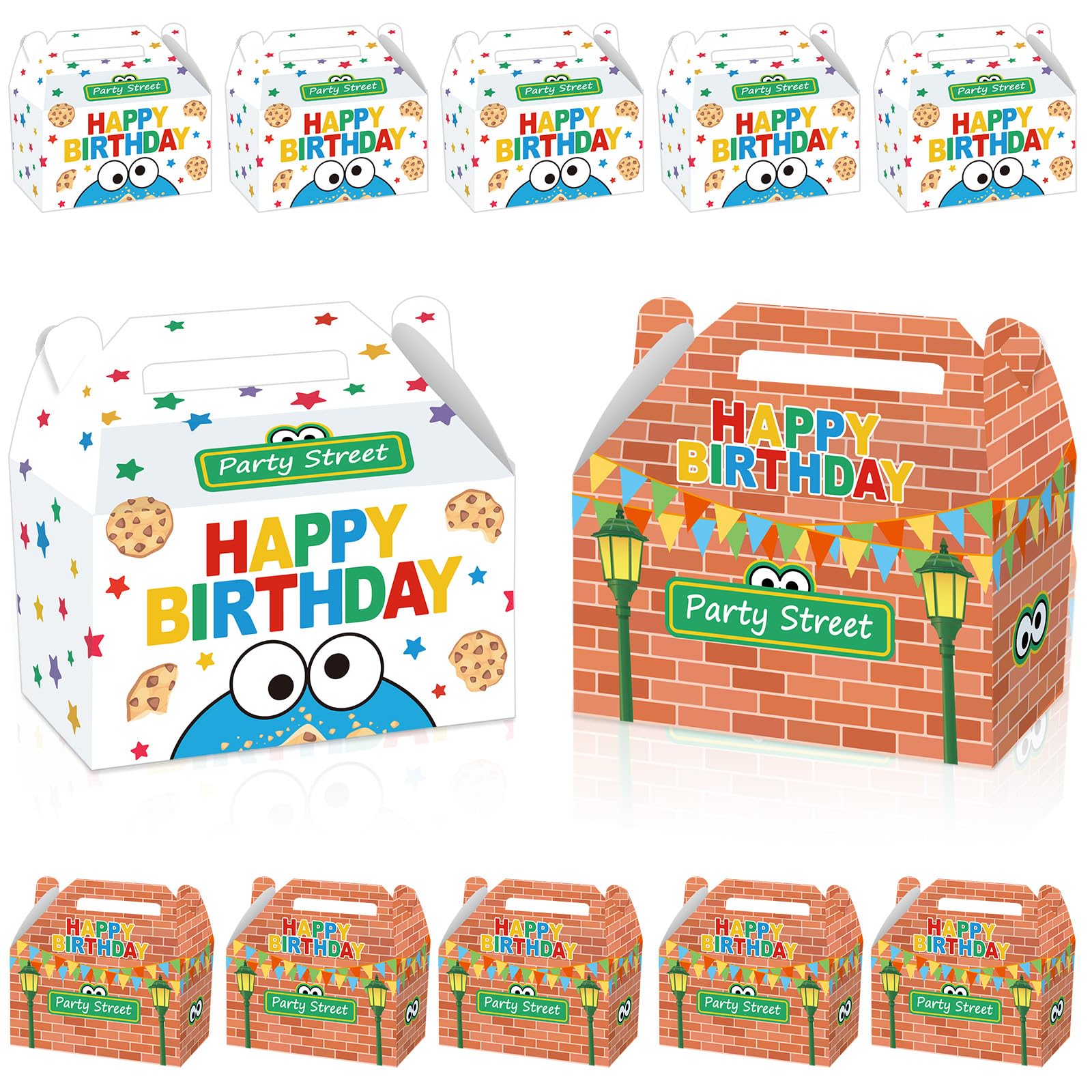 MinFyberd street theme box with red brick wall for festive party favors