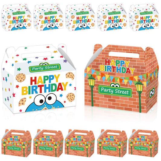 MinFyberd street theme box with red brick wall for festive party favors