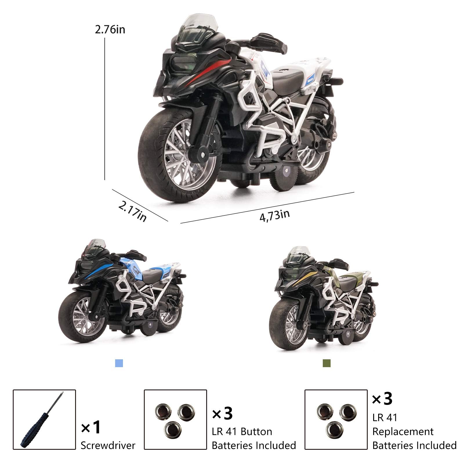 MING YING 66 pull-back motorcycle white side view promotes hands-on motor skills.