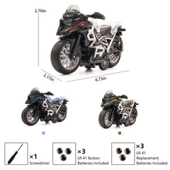 MING YING 66 pull-back motorcycle white side view promotes hands-on motor skills.