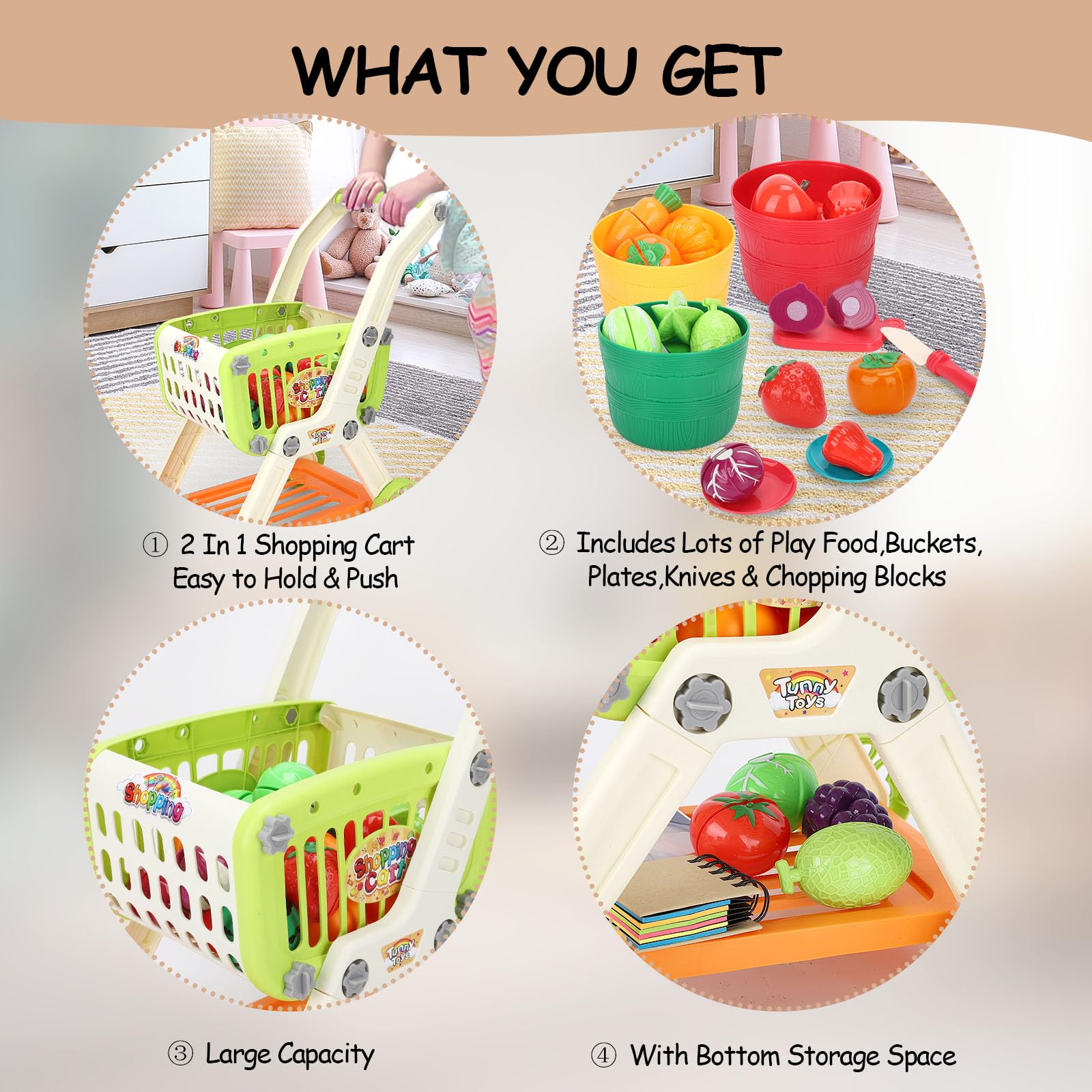 Kids enjoy store role play with Ming You grocery cart.